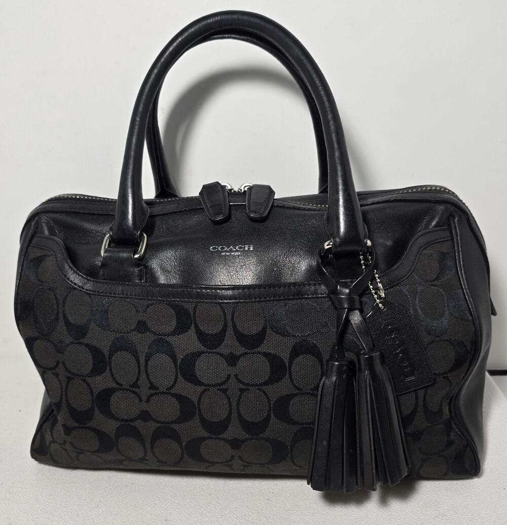 Coach Monogram Canvas Satchel Genuine Leather Handles & Trim F1362-25383 Women's